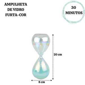 AMPULHETA DE VIDRO FURTA-COR DE 30 MINUTOS 20CM - 5274-TI