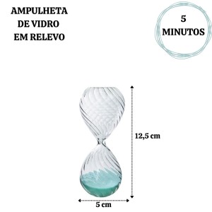 AMPULHETA DE VIDRO EM RELEVO 5 MINUTOS 12,5CM - 5929-TI