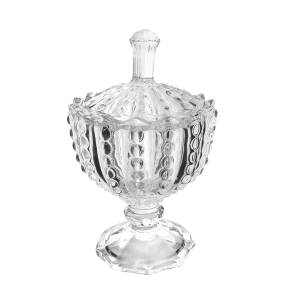 MINI BOMBONIERE DE VIDRO COM TAMPA COM PEDESTAL 9,5X14,5CM - CA16167-A