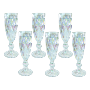 JOGO DE TAÇAS VIDRO DE CHAMPAGNE FURTA-COR 160ML 6PÇS - CA16194