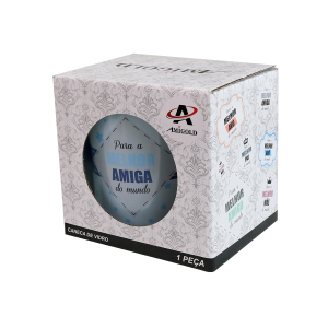 CANECA DE VIDRO TRANSPARENTE COM FRASE 380ML - 3109-A