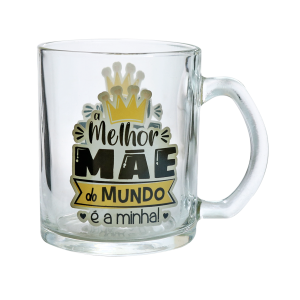CANECA DE VIDRO COM FRASES MAE SORTIDAS - FBA06004-A