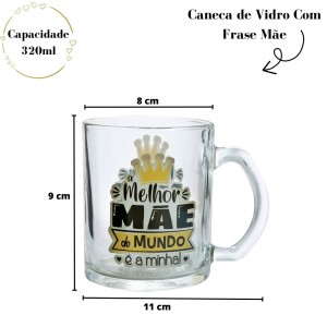CANECA DE VIDRO COM FRASES MAE SORTIDAS - FBA06004-A