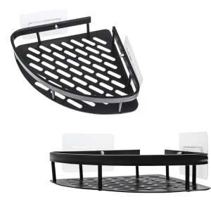 PRATELEIRA DE CANTO BANHEIRO PORTA SHAMPOO EM ALUMÍNIO PRETO - DT6981