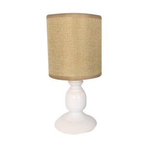 ABAJUR DE PLASTICO COM CÚPULA EM LINHO E PVC 28CM BIVOLT - AL55008-BG