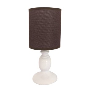 ABAJUR DE PLASTICO COM CÚPULA EM LINHO E PVC 28CM BIVOLT - AL55008-MR