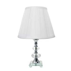 ABAJUR DE CRISTAL COM CUPULA DRAPEADA BRANCA 35CM - 202