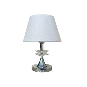 ABAJUR COM BASE CROMADA EM PLÁSTICO E CUPULA EM LINHO 15X36CM BIVOLT - AL55013-BR