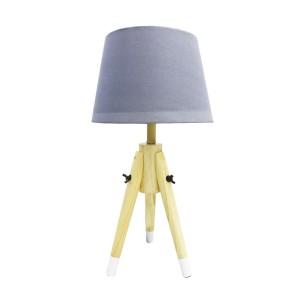 ABAJUR TRIPÉ DE MADEIRA COM CÚPULA EM TECIDO E ESTRUTURA DE METAL  48CM BIVOLT- 2346-CZ