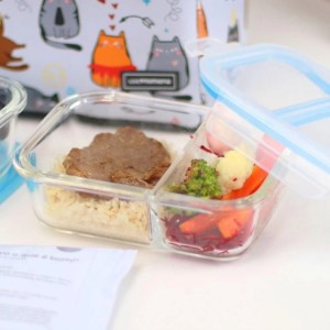 POTE COM DIVISORIA  EM VIDRO TAMPA EM PLASTICO 600 ML - CA12230-AZUL