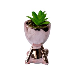 VASO DECORATIVO COM SUCULENTA ARTIFICIAL 7X9X11.5CM - MG5119-GR