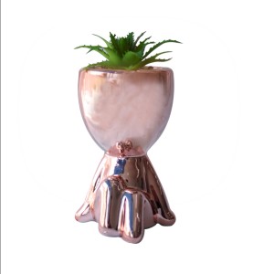 VASO DECORATIVO COM SUCULENTA ARTIFICIAL 7X9X11.5CM - MG5117-GR