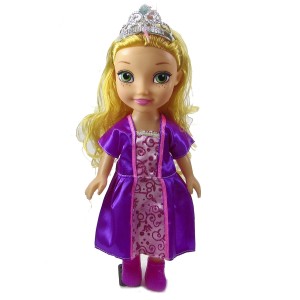 BONECA DE PLÁSTICO 26,5CM COM VESTIDO ROXO - JB671-3