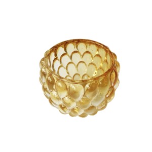 CASTIÇAL DE VIDRO COM RELEVO AMBAR 7CM - HD67117