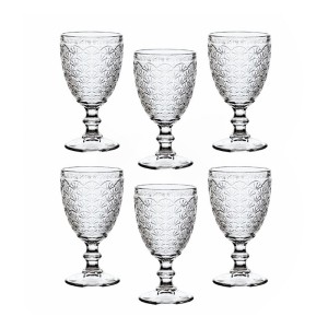 JOGO DE TAÇA DE VIDRO ALTO RELEVO COM 6 PEÇAS 300ML - 4668