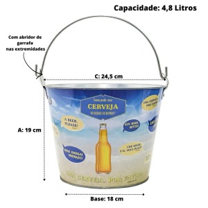 BALDE DE METAL PARA CERVEJA AZUL COMO PEDIR UMA CERVEJA AO REDOR DO MUNDO 4.8 LITROS - CA12096-B