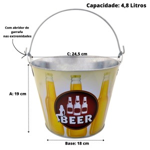 BALDE DE METAL PARA CERVEJA BEER 3 GARRAFAS 4.8 LITROS - CA12096-F
