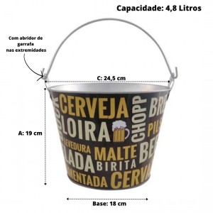 BALDE DE METAL PARA CERVEJA BEGE LOIRA MALTE CHOPP 4.8 LITROS CA12096-D