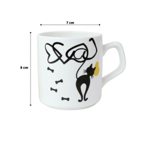 CANECA DE PORCELANA BRANCA COM ESTAMPA DE GATO 220ML - CA18009-A