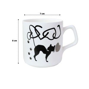 CANECA DE PORCELANA BRANCA COM ESTAMPA DE GATO 220ML - CA18009-B