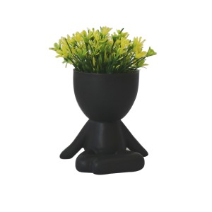 VASO DECORATIVO DE CERÂMICA COM PLANTA ARTIFICIAL 6.5X7.9X9.5CM - 2698-A