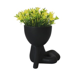 VASO DECORATIVO DE CERÂMICA COM PLANTA ARTIFICIAL 6.5X7.9X9.5CM - 2698-A