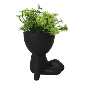 VASO DECORATIVO DE CERÂMICA COM PLANTA ARTIFICIAL 6.5X7.9X9.5CM - 2698-B