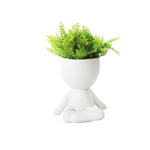 VASO DECORATIVO DE CERÂMICA COM PLANTA ARTIFICIAL 6.5X7.9X9.5CM - 2698-C