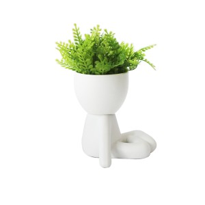 VASO DECORATIVO DE CERÂMICA COM PLANTA ARTIFICIAL 6.5X7.9X9.5CM - 2698-C