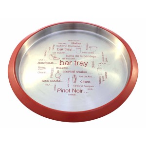 BANDEJA DE INOX 35CM ESTAMPADA PARA SERVIR DRINKS E BEBIDAS - CA09384