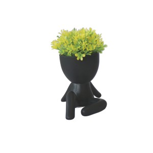VASO DECORATIVO DE CERÂMICA COM PLANTA ARTIFICIAL 4X9X10CM - 2695-A