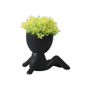 VASO DECORATIVO DE CERÂMICA COM PLANTA ARTIFICIAL 4X9X10CM - 2695-A