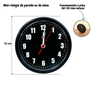 RELÓGIO DE MESA OU PAREDE DE POLIESTIRENO 15CM - 401-C