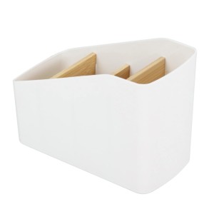 CAIXA DE PLÁSTICO ORGANIZADORA COM 03 DIVISÓRIAS EM BAMBU 8,5X18X12,5CM - OGA07007