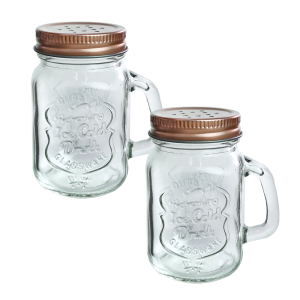 JOGO DE PORTA CONDIMENTO DE VIDRO COM ALÇA 200ML 2 PÇS - 3416