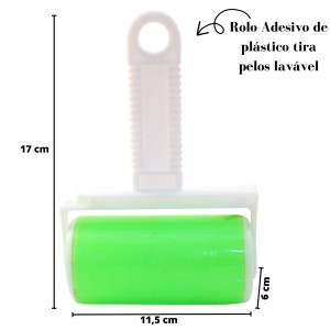 ROLO ADESIVO TIRA PELO DE PLÁSTICO LAVÁVEL 17CM - CA12323-VD