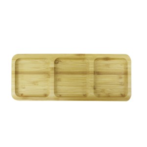 PETISQUEIRA EM BAMBU RETANGULAR COM 3 DIVISÓRIAS CLARO 25X10CM - CX108-A