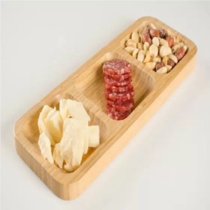 PETISQUEIRA EM BAMBU RETANGULAR COM 3 DIVISÓRIAS CLARO 25X10CM - CX108-A