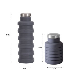 GARRAFA RETRÁTIL DE SILICONE COM TAMPA INOX 500ML - 2231-CZ