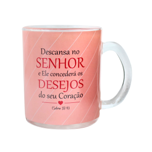 CANECA DE VIDRO TRANSPARENTE COM FRASE 380ML - 4408-C