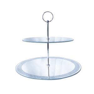 PRATO DECORATIVO ESPELHADO DE VIDRO COM 2 ANDARES - IM51040