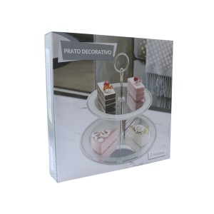 PRATO DECORATIVO ESPELHADO DE VIDRO COM 2 ANDARES - IM51040