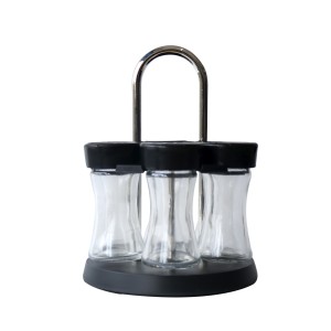 PORTA CONDIMENTO 6 PEÇAS EM VIDRO BASE GIRATÓRIA 360°- BRJC10184