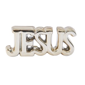 ENFEITE DECORATIVO DE CERÂMICA COM A FRASE JESUS 17X4X7CM - HD80717-DOU