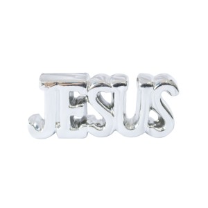 ENFEITE DECORATIVO DE CERÂMICA COM A FRASE JESUS 17X4X7CM - HD80717-PTA