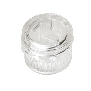 PORTA JOIAS REDONDO DE VIDRO COM TAMPA EM DETALHES 7X6CM - PJVD02