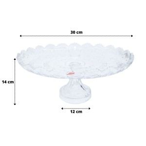 PRATO DE VIDRO EM RELEVO COM PÉ 30CM - 741022W