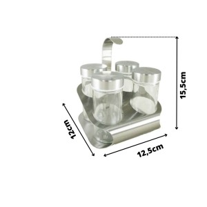 PORTA CONDIMENTO DE METAL COM SUPORTE COM 5 PEÇAS - TRC8421