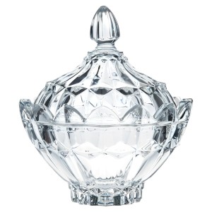 BOMBONIERE DE VIDRO EM RELEVO COM TAMPA 17X20CM  - 431202W