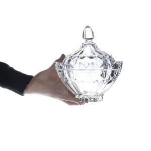 BOMBONIERE DE VIDRO EM RELEVO COM TAMPA 17X20CM  - 431202W